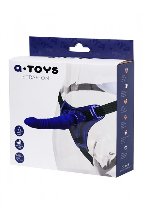 Фиолетовый силиконовый страпон - 14,5 см. - A-toys - купить с доставкой в Москве