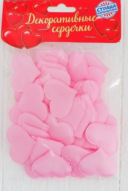 Набор декоративных розовых сердец - 50 шт. - Сима-Ленд - купить с доставкой в Москве
