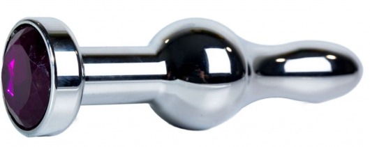 Серебристая каплевидная анальная пробка с фиолетовым кристаллом - 10,5 см. - Vandersex - купить с доставкой в Москве