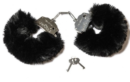 Дерзкие наручники с пушистым черным мехом - Le Frivole - купить с доставкой в Москве