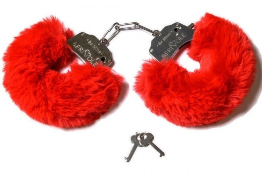 Шикарные наручники с пушистым красным мехом - Le Frivole - купить с доставкой в Москве
