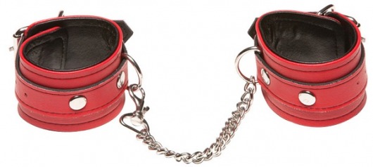 Красные кожаные наручники X-Play - Allure Lingerie - купить с доставкой в Москве