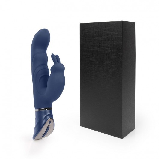Темно-синий вибромассажер-кролик с 9 режимами вибрации - 24 см. - A-LOVING