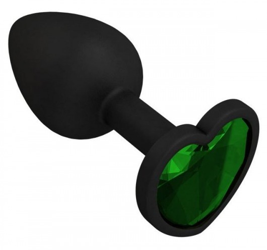 Черная силиконовая пробка с зеленым кристаллом - 7,3 см. - Джага-Джага - купить с доставкой в Москве
