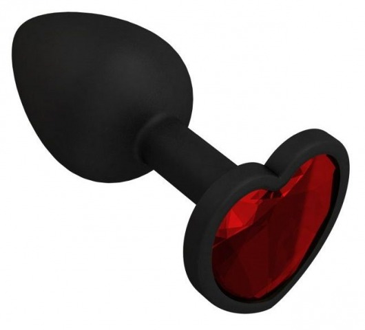 Черная силиконовая пробка с красным кристаллом - 7,3 см. - Джага-Джага - купить с доставкой в Москве