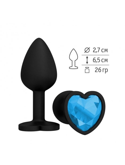 Черная силиконовая пробка с голубым кристаллом - 7,3 см. - Джага-Джага - купить с доставкой в Москве