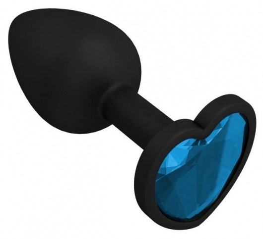 Черная силиконовая пробка с голубым кристаллом - 7,3 см. - Джага-Джага - купить с доставкой в Москве