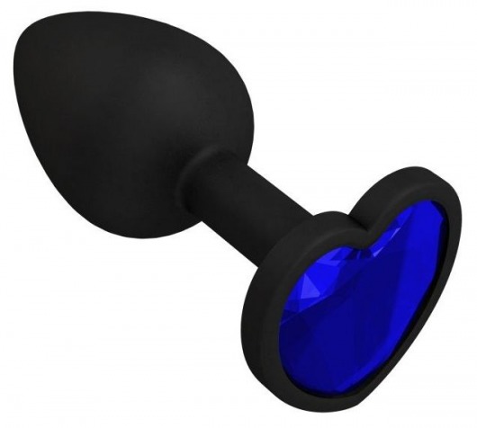 Черная силиконовая пробка с синим кристаллом - 7,3 см. - Джага-Джага - купить с доставкой в Москве