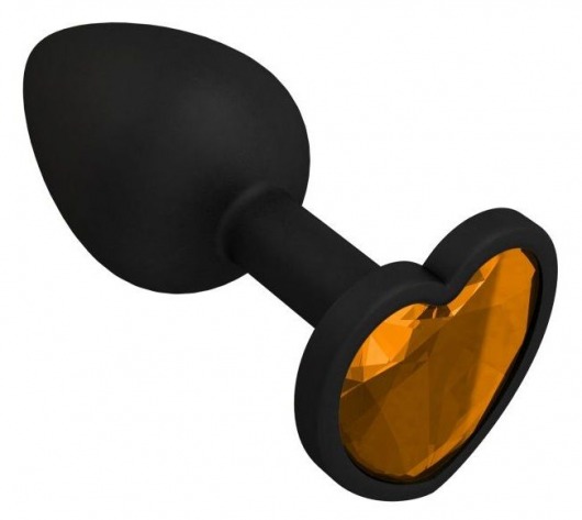 Черная силиконовая пробка с оранжевым кристаллом - 7,3 см. - Джага-Джага - купить с доставкой в Москве
