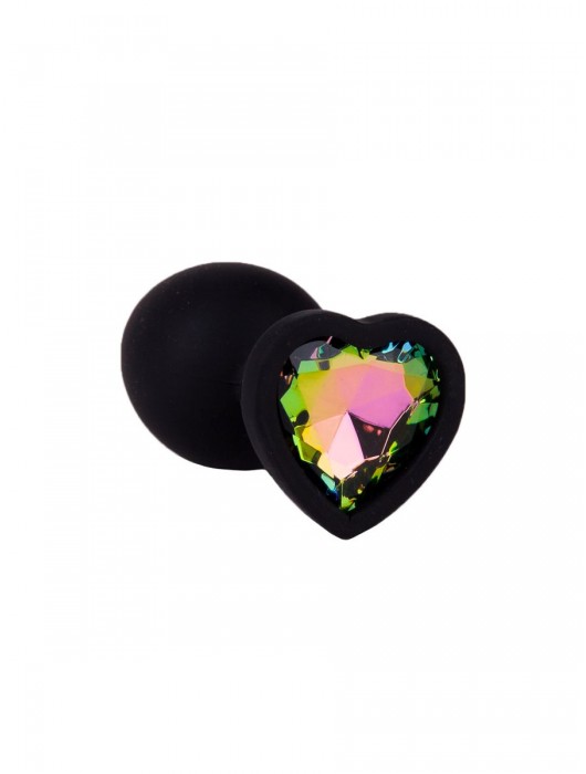 Черная силиконовая пробка с радужным кристаллом - 7,3 см. - Джага-Джага - купить с доставкой в Москве