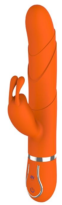 Оранжевый вибратор FLORAL FANTASY со стимулятором клитора - 22 см. - Dream Toys