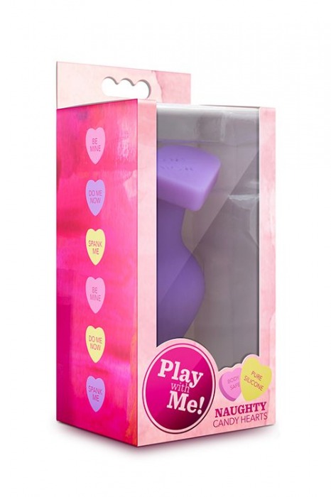 Фиолетовая анальная пробка Naughty Candy Heart Do Me Now - 8,9 см. - Blush Novelties - купить с доставкой в Москве