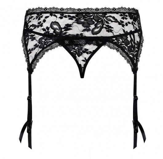 Кружевной пояс для чулок Catia в комплекте с трусиками-стрингами - Obsessive купить с доставкой