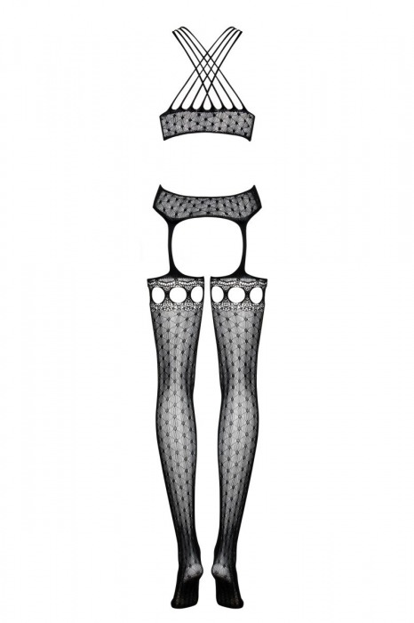 Роскошный комбинезон с имитацией шнуровки и чулок - Obsessive купить с доставкой