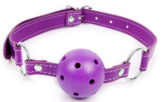 Фиолетовый кляп-шарик на регулируемом ремешке с кольцами - Notabu - купить с доставкой в Москве