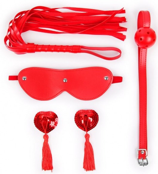 Пикантный набор БДСМ из 4 предметов в красном цвете - Notabu - купить с доставкой в Москве