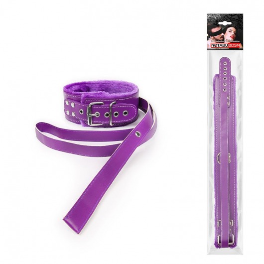 Фиолетовый ошейник на поводке с ручкой-петлей - Bior toys - купить с доставкой в Москве