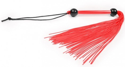 Красная многохвостая плеть с черными шариками на рукояти - 35 см. - Bior toys - купить с доставкой в Москве