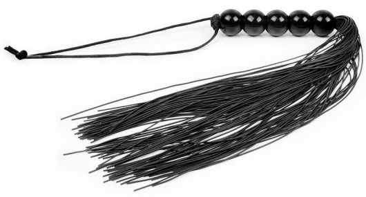 Черная многохвостая плеть с рукоятью-шариками - 35 см. - Bior toys - купить с доставкой в Москве