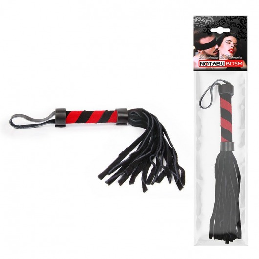 Черно-красная многохвостая плеть с петлей - 27 см. - Bior toys - купить с доставкой в Москве