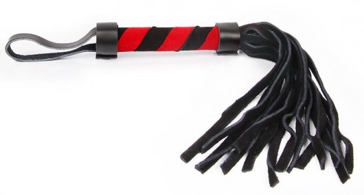 Черно-красная многохвостая плеть с петлей - 27 см. - Bior toys - купить с доставкой в Москве