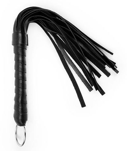 Черная плеть с рукоятью в оплетке - 28 см. - Bior toys - купить с доставкой в Москве