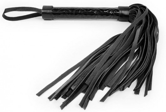 Черная многохвостовая плеть с круглой гладкой ручкой - 38 см. - Notabu - купить с доставкой в Москве