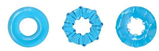 Набор из 3 голубых эрекционных колец Dyno Rings - NS Novelties - в Москве купить с доставкой