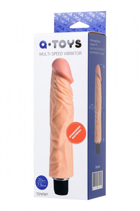 Телесный реалистичный мультискоростной вибратор - 22,5 см. - A-toys