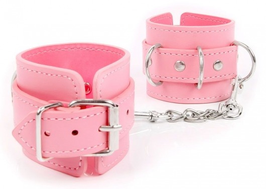 Розовые наручники на регулируемых ремешках с цепочкой - Bior toys - купить с доставкой в Москве