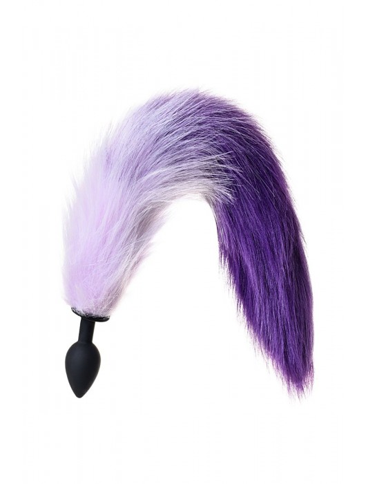 Черная анальная втулка с фиолетово-белым хвостом - размер S - POPO Pleasure