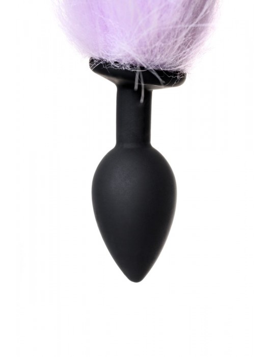 Черная анальная втулка с фиолетово-белым хвостом - размер S - POPO Pleasure