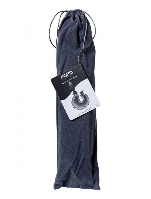 Черная анальная втулка с бело-розовым хвостиком - размер S - POPO Pleasure