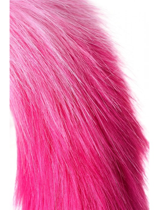 Черная анальная втулка с бело-розовым хвостиком - размер S - POPO Pleasure