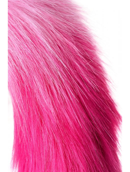 Черная анальная втулка с бело-розовым хвостом - размер M - POPO Pleasure