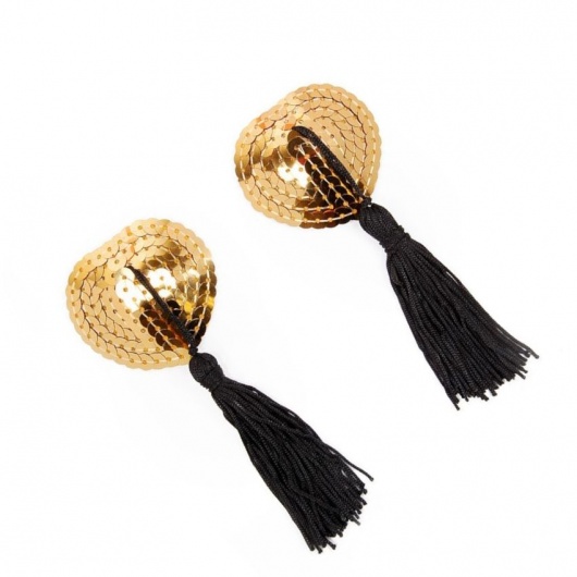 Золотистые пэстисы-сердечки с черными кисточками - Notabu купить с доставкой