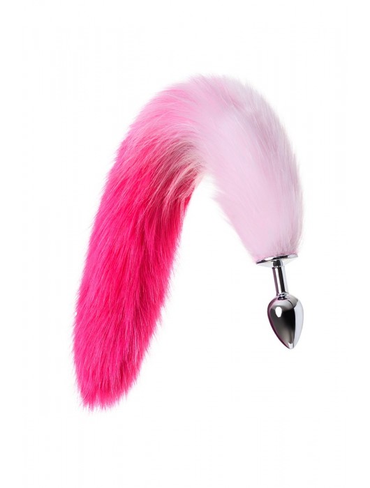 Серебристая анальная втулка с бело-розовым хвостом - размер S - ToyFa - купить с доставкой в Москве