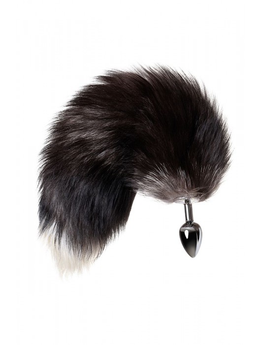Серебристая металлическая анальная втулка с хвостом чернобурой лисы - размер S - ToyFa - купить с доставкой в Москве