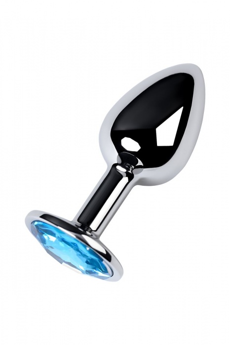 Серебристая конусовидная анальная пробка с голубым кристаллом - 7 см. - ToyFa - купить с доставкой в Москве