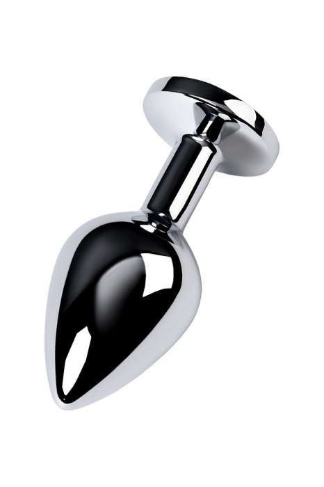 Серебристая конусовидная анальная пробка с голубым кристаллом - 8 см. - ToyFa - купить с доставкой в Москве