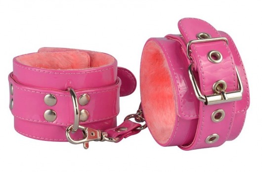 Яркие наручники из искусственной лаковой кожи розового цвета - Sitabella - купить с доставкой в Москве
