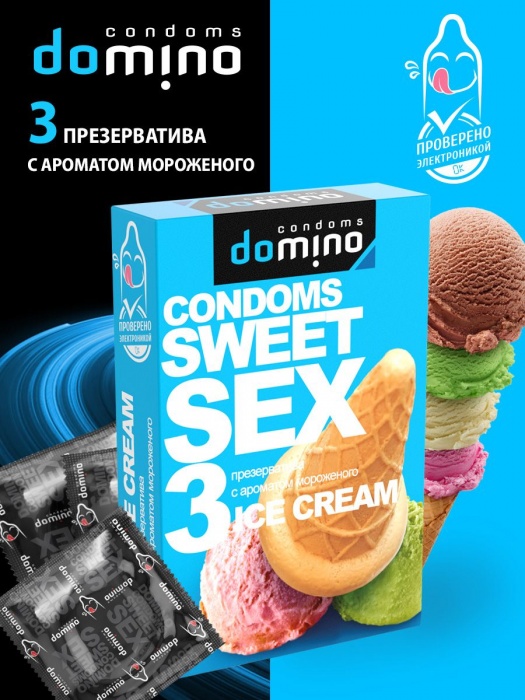 Презервативы для орального секса DOMINO Sweet Sex с ароматом мороженого - 3 шт. - Domino - купить с доставкой в Москве