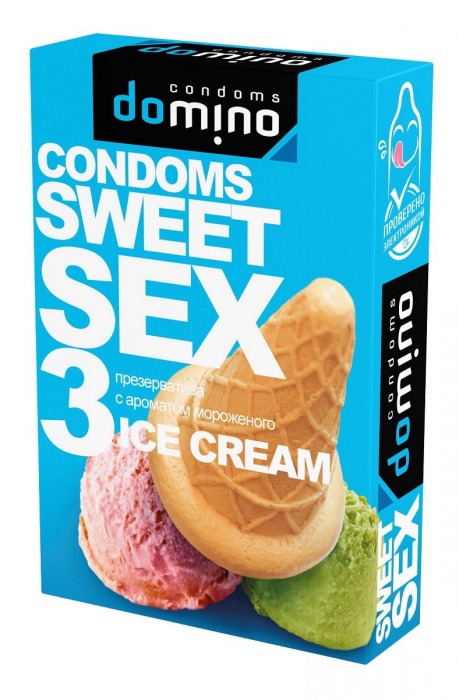 Презервативы для орального секса DOMINO Sweet Sex с ароматом мороженого - 3 шт. - Domino - купить с доставкой в Москве