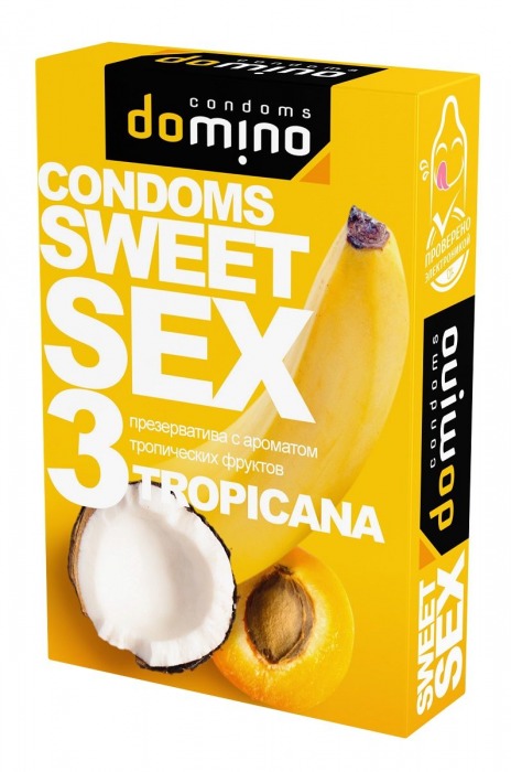 Презервативы для орального секса DOMINO Sweet Sex с ароматом тропических фруктов - 3 шт. - Domino - купить с доставкой в Москве