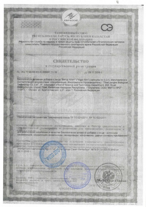 БАД для мужчин  Вигор Али+  - 10 капсул (0,3 гр.) - ФИТО ПРО - купить с доставкой в Москве