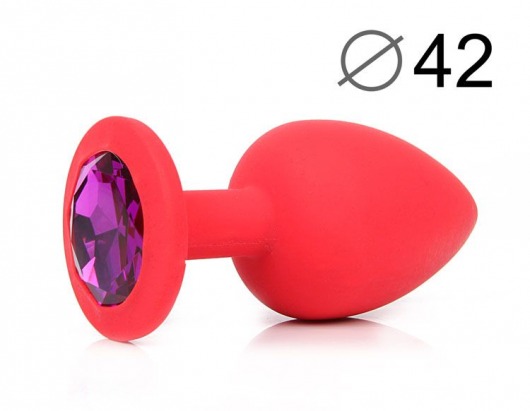 Красная анальная пробка с фиолетовым кристаллом - 9,5 см. - Bior toys - купить с доставкой в Москве