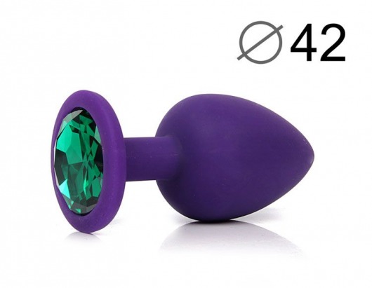 Фиолетовая анальная пробка с зеленым кристаллом - 9,5 см. - Bior toys - купить с доставкой в Москве