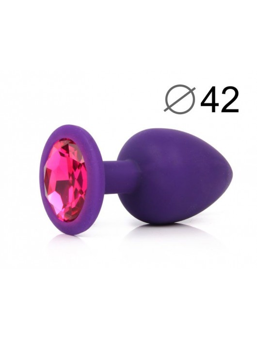 Фиолетовая анальная пробка с малиновым кристаллом - 9,5 см. - Bior toys - купить с доставкой в Москве