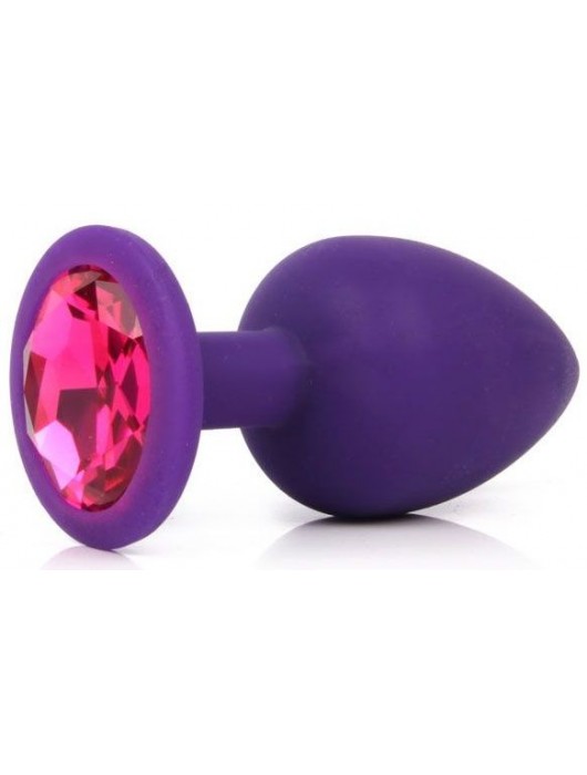 Фиолетовая анальная пробка с малиновым кристаллом - 9,5 см. - Bior toys - купить с доставкой в Москве