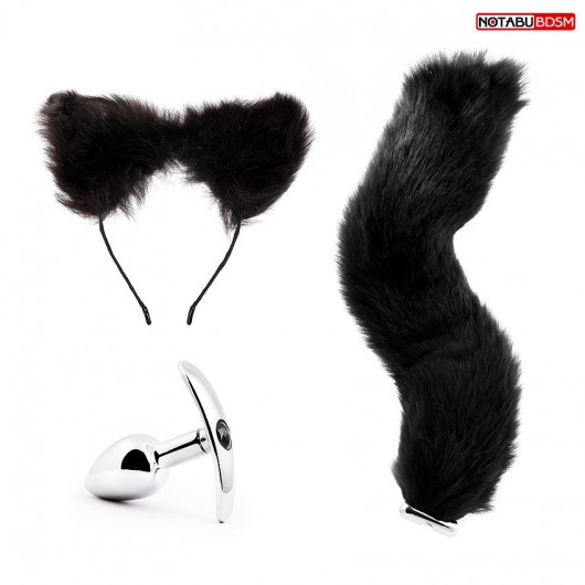 Игровой набор в черном цвете: ободок-ушки, анальная пробка, хвостик - Bior toys - купить с доставкой в Москве